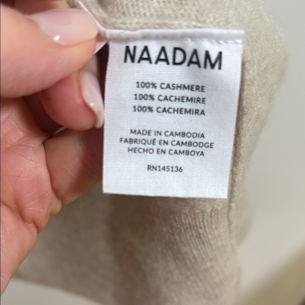 NAADAM Beige Cashmere Crewneck Sweater with Snoopy Design - Picture 4 of 4